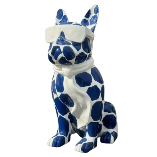 Statue Chien Bouledogue Francais Premium Decoration - 35cm - Ecaille Bleue