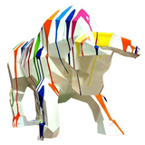 Statue Taureau Origami Animaux Resine - 100cm - Multi Coulure Blanc