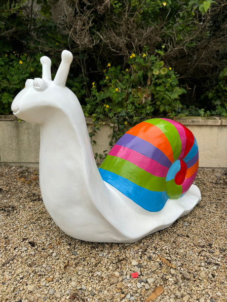 Statue Escargot Premium Decoration - 100cm - Berlingot Blanc