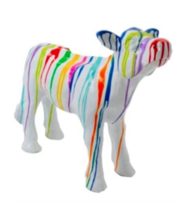 Statue Veau Animaux Resine - 70cm - Multi Coulure Blanc