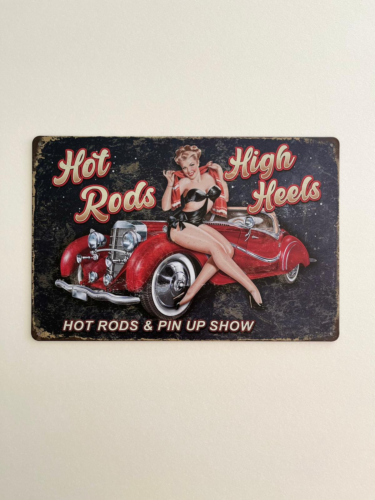 PLAQUE MÉTAL HOT ROAD 30X20 CM - PLAQUE DECORATIVE