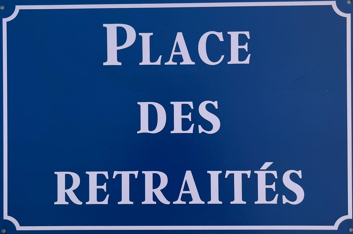 PLAQUE MÉTAL PLACE RETRAITEE 30X20 CM - PLAQUE DECORATIVE