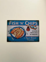 PLAQUE MÉTAL FISH & CHIPS 30X20 CM - PLAQUE DECORATIVE