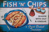 PLAQUE MÉTAL FISH & CHIPS 30X20 CM - PLAQUE DECORATIVE