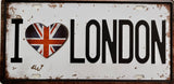 PLAQUE MÉTAL I LOVE LONDON 15x30 CM - PLAQUE DECORATIVE