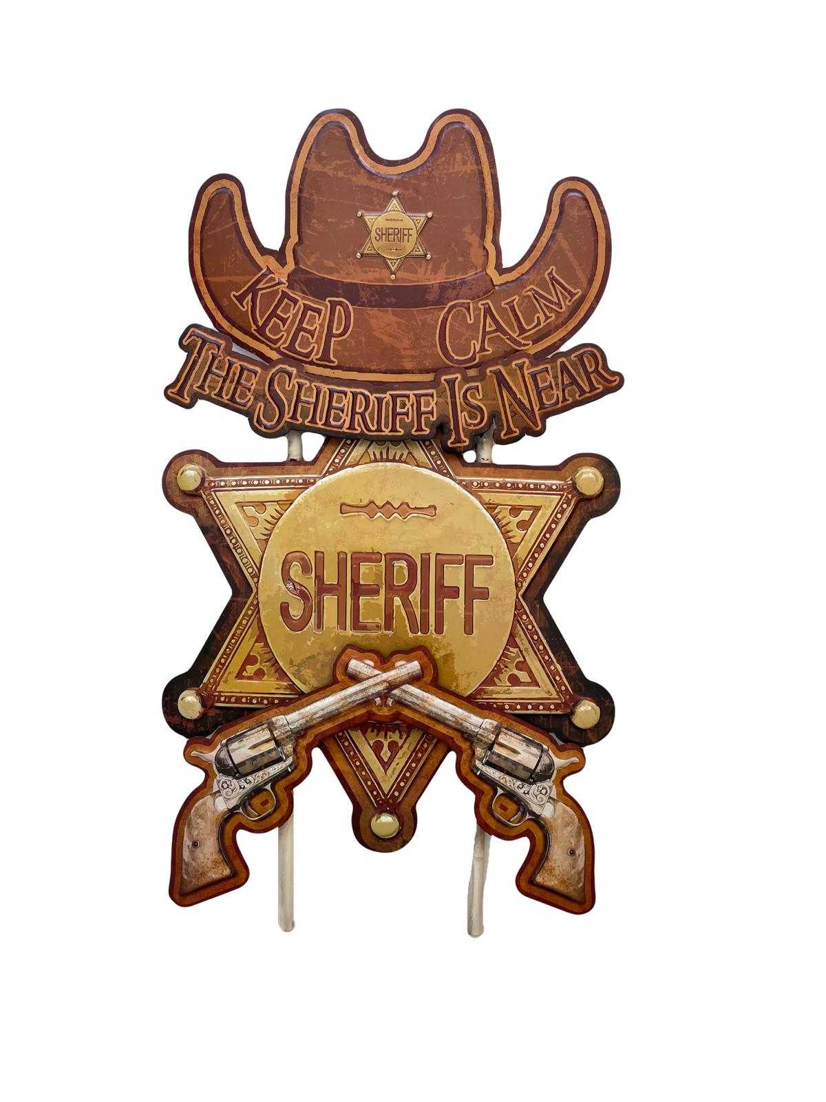 PANNEAU 3D MÉTAL SHERIFF 75x45 CM - PANNEAU DECO