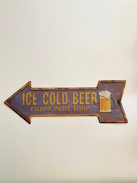 PLAQUE FLECHE MÉTAL ICE COLD 45x15 CM - PLAQUE DECORATIVE