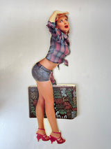 PLAQUE PIN-UP MÉTAL VALISE 80X30 CM - PLAQUE DECORATIVE