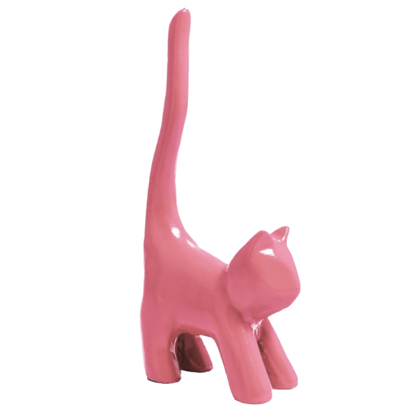 Statue Chat Animaux Resine - 30cm - Rose Clair - ANIMAUX-RESINE.FR