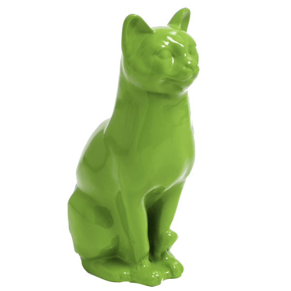 Statue Chat Animaux Resine - 40cm - Vert Pomme - ANIMAUX-RESINE.FR