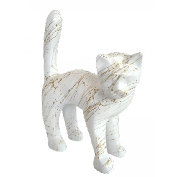 Statue Chat Animaux Resine - 45cm - Coulure Dorée - ANIMAUX-RESINE.FR