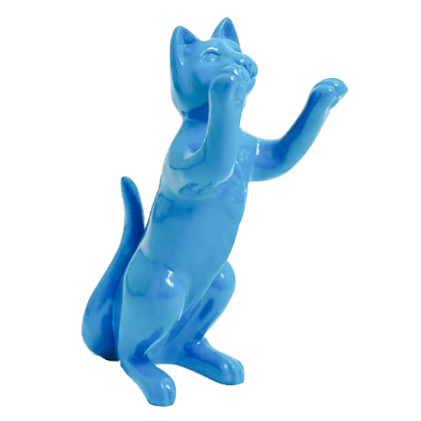 Statue Chat Animaux Resine - 55cm - Bleu Ciel - ANIMAUX-RESINE.FR