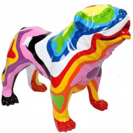 Statue Chien Bouledogue Anglais Animaux Resine - 160cm - Arc-En-Ciel - ANIMAUX-RESINE.FR