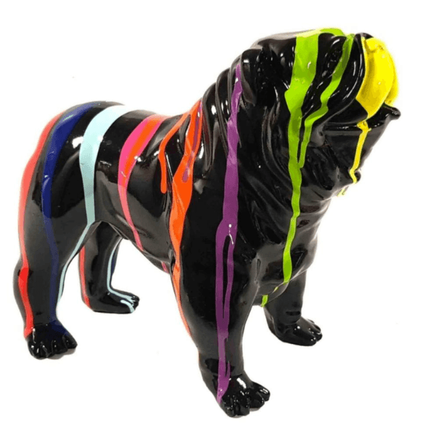 Statue Chien Bouledogue Anglais Animaux Resine - 160cm - Multi Coulure Noir - ANIMAUX-RESINE.FR