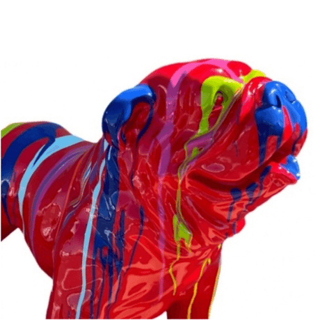 Statue Chien Bouledogue Anglais Animaux Resine - 160cm - Multi Coulure Rouge - ANIMAUX-RESINE.FR