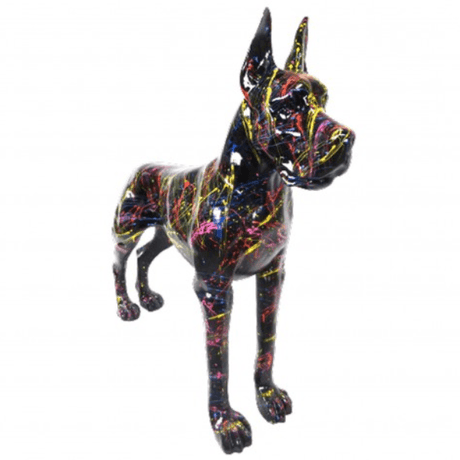 Statue Chien Dogue Allemand Animaux Resine - 120cm - Graffiti Noir - ANIMAUX-RESINE.FR