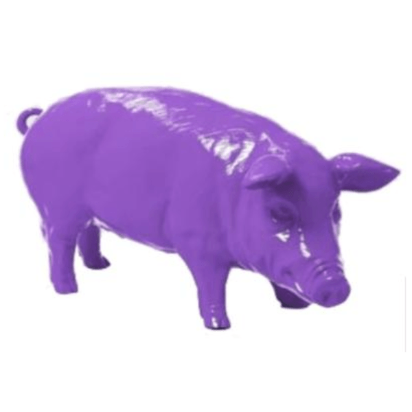 Statue Cochon Animaux Resine - 100cm - Violet - ANIMAUX-RESINE.FR