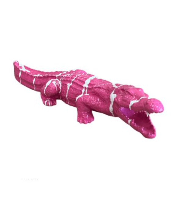 Statue Crocodile Animaux Resine - 130cm - Coulure Rose - ANIMAUX-RESINE.FR