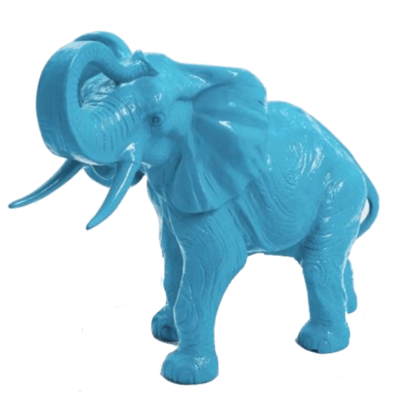 Statue Elephant Animaux Resine - 90cm - Bleu Ciel - ANIMAUX-RESINE.FR