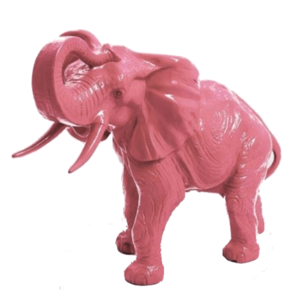 Statue Elephant Animaux Resine - 90cm - Rose Clair - ANIMAUX-RESINE.FR