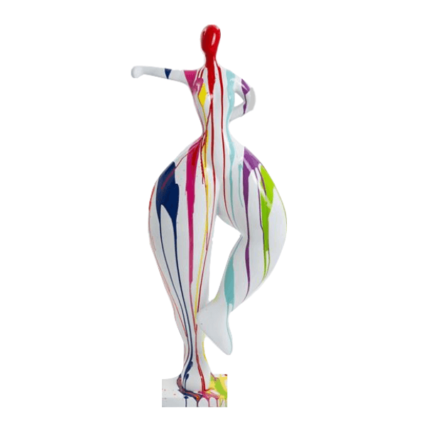 Statue Femme Nana Oeuvre Resine - 85cm - Multi Coulure Blanc - ANIMAUX-RESINE.FR