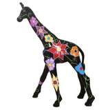 Statue Girafe Animaux Resine - 150cm - Noir Fleurs - ANIMAUX-RESINE.FR