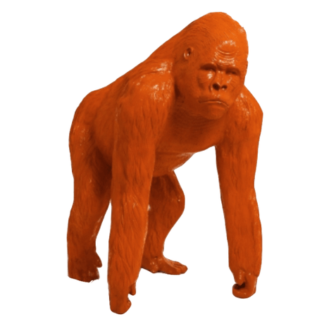 Statue Gorille Poing Animaux Resine - 130cm - Orange - ANIMAUX-RESINE.FR