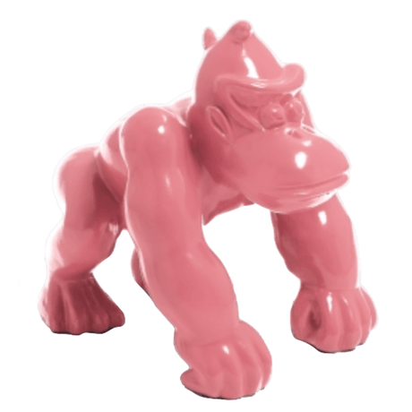 Statue Gorille Poing Animaux Resine - 70cm - Rose Clair - ANIMAUX-RESINE.FR