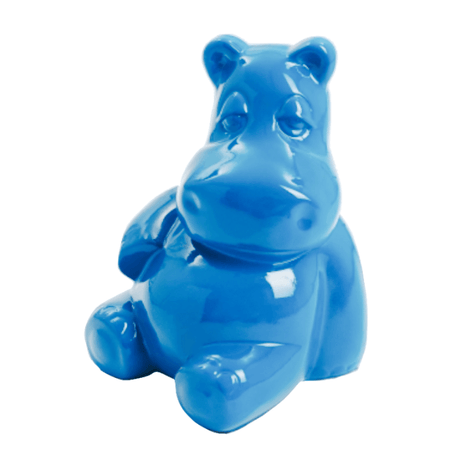 Statue Hippopotame Animaux Resine - 25cm - Bleu Ciel - ANIMAUX-RESINE.FR