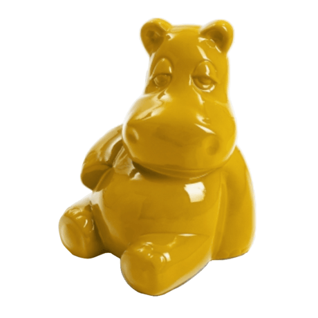 Statue Hippopotame Animaux Resine - 25cm - Jaune - ANIMAUX-RESINE.FR