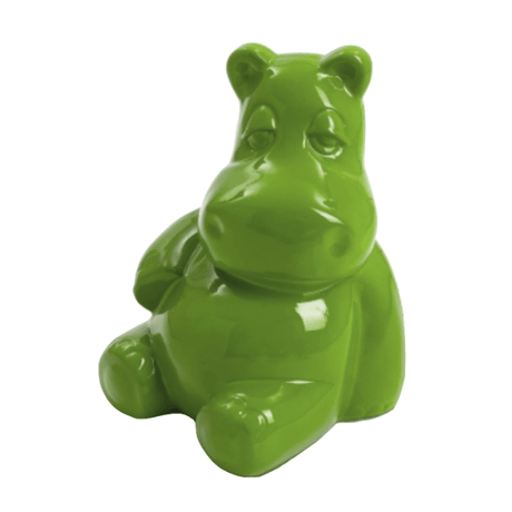 Statue Hippopotame Animaux Resine - 25cm - Vert Pomme - ANIMAUX-RESINE.FR