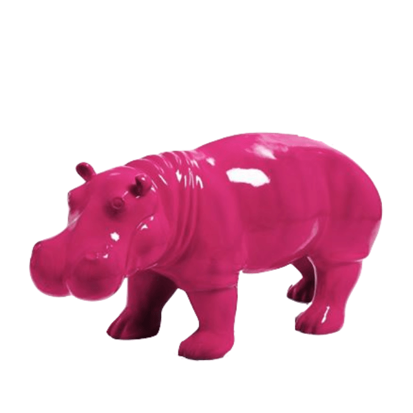 Statue Hippopotame Animaux Resine - 95cm - Rose Fushia - ANIMAUX-RESINE.FR