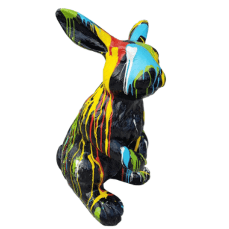 Statue Lapin Animaux Resine - 115cm - Multi Coulure Noir - ANIMAUX-RESINE.FR