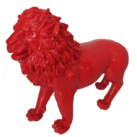 Statue Lion Animaux Resine - 100cm - Rouge - ANIMAUX-RESINE.FR