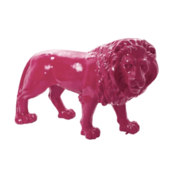 Statue Lion Animaux Resine - 190cm - Rose Fushia - ANIMAUX-RESINE.FR