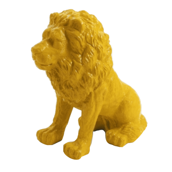 Statue Lion Animaux Resine - 65cm - Jaune - ANIMAUX-RESINE.FR