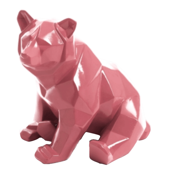 Statue Ours Animaux Resine - 30cm - Rose Clair - ANIMAUX-RESINE.FR